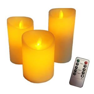 LEDキャンドルライト3点セット 本物のロウ リモコン式 乾電池式
