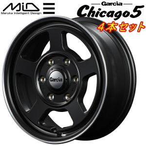 MID ガルシア Chicago5 ホイール4本 セミグロスブラック/ヴァーレイ+フランジポリッシュ 4.5J-14inch 4H/PCD100 inset+45｜nextsportsys2