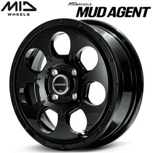 マルカサービス MID WHEELS MUD AGENT 4本Set セミグロスブラック 4.0J
