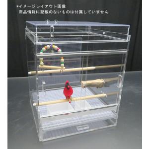 NEO アクリル 鳥かご　箱型フタ　ルーバースノコ付　35×35×総H43cm