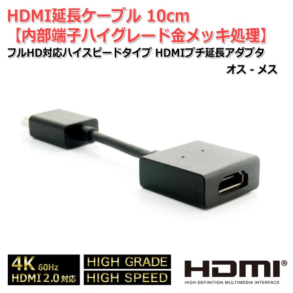 HDMI延長ケーブル10cm 4K フルHD対応ハイスピードタイプ HDMIプチ延長アダプタ ショー...