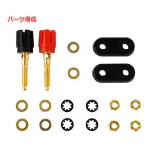 赤・黒一体 取付型金メッキバナナプラグスピーカ...の詳細画像2