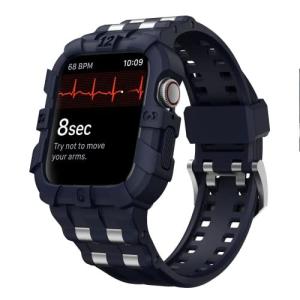 T-ENGINE Apple Watch バンド 45mm/44mm/42mm 対応 一体型 全面保護ケース付き カバー TPU素材 耐衝撃 傷防止 スポーツバン