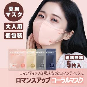 【お試し５枚セット】夏マスク 夏 お肌に優しい 韓国製 不織布 個包装 マスク 2D 立体構造 3層 使い捨て カラーマスク コーラル ベージュ グレー ネイビー