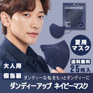 【25枚セット】夏マスク 夏 お肌に優しい 韓国製 不織布 個包装 マスク ネイビー Navy 2D くちばし型 立体構造 3層 使い捨て カラーマスク 飛沫