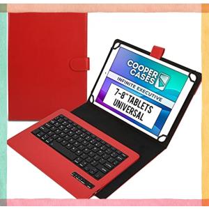 Cooper Cases INFINITE EXECUTIVE Bluetooth キーボード ケース   7-8 インチ 汎用   ワイヤレス タブレット カバー 着脱可能 上質なPUレザー シンプル