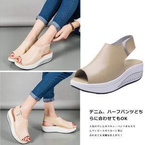 サンダル レディース 厚底 ヒール オープント...の詳細画像5