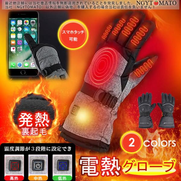 電熱グローブ 男女兼用 バイク用 スマホ対応 ホットグローブ 電池式 作業 自転車 防寒 発熱 防水...