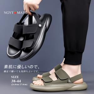 サンダル メンズ スポーツ 夏用 アウトドア ストラップ 外履き ミュールサンダル 歩きやすい 通気性 滑り止め ウォーキング 2way マジックテープ 軽量 釣り 黒