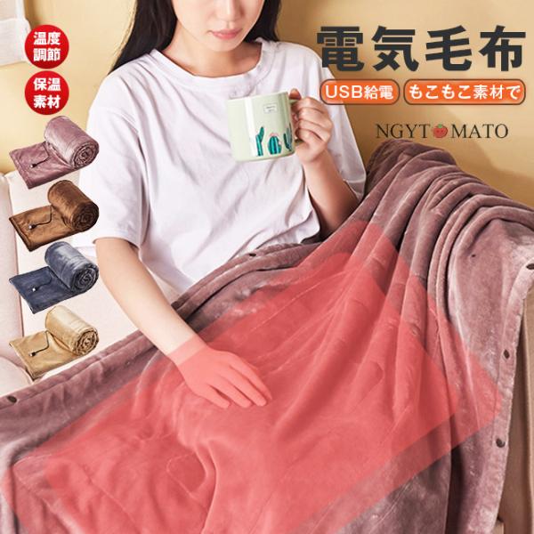 電熱毛布 USB給電 洗える ホットマット ひざ掛け毛布 ふわふわ 毛布 防寒グッズ 防寒対策 床暖...