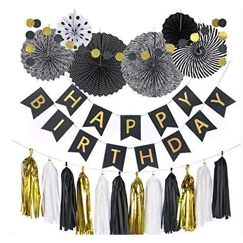 誕生日飾り付け　装飾セット　おしゃれ　かわいい　SNS映え　バースデーガーランド　男の子　女の子　黒...