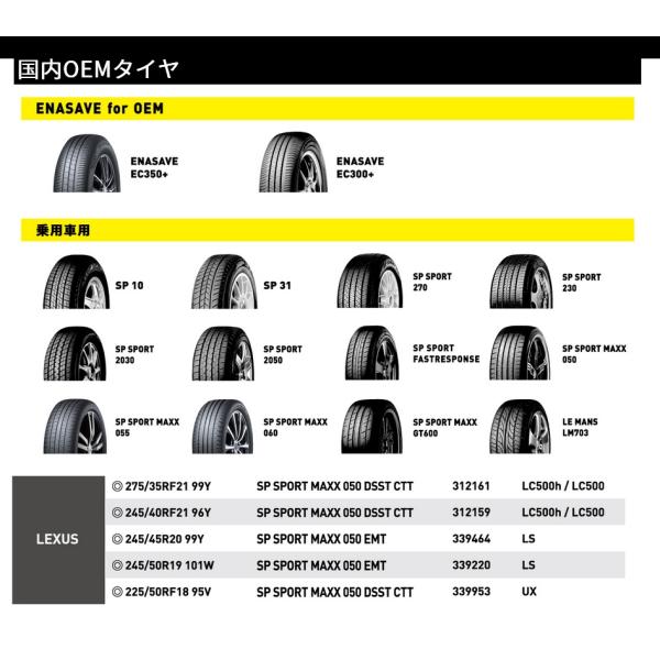 送料無料!新車装着タイヤ!ダンロップ SPスポーツマックス060 235/50R20 104V XL...