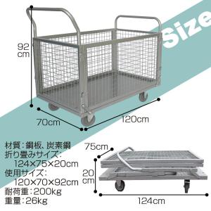 メッシュパレット キャスター付き 網カゴ 折り...の詳細画像1
