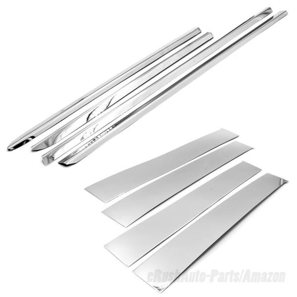 【並行輸入品】erushautoparts コンボ ポリッシュステンレスピラートリム + 窓枠 20...