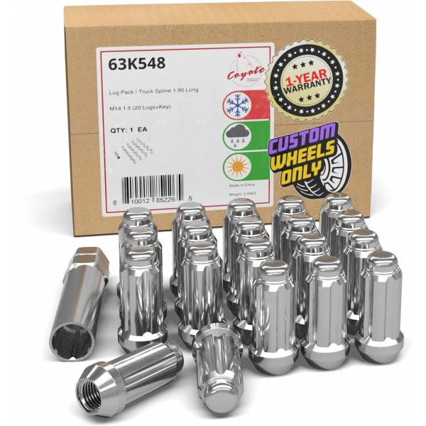 【並行輸入品】14x1.5 ラグナットセット クロムスプライン   コーンシート   デュアル六角キ...