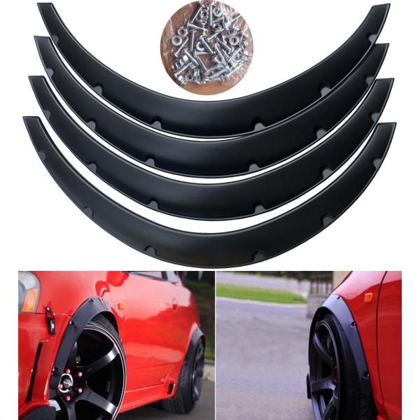 【並行輸入品】3.1インチ/80mm ユニバーサルカーホイールフェンダーフレア4個 丈夫なポリウレタ...