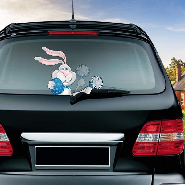 【並行輸入品】 Leniutor Cute Rabbit Rear Wiper Sticker, R...