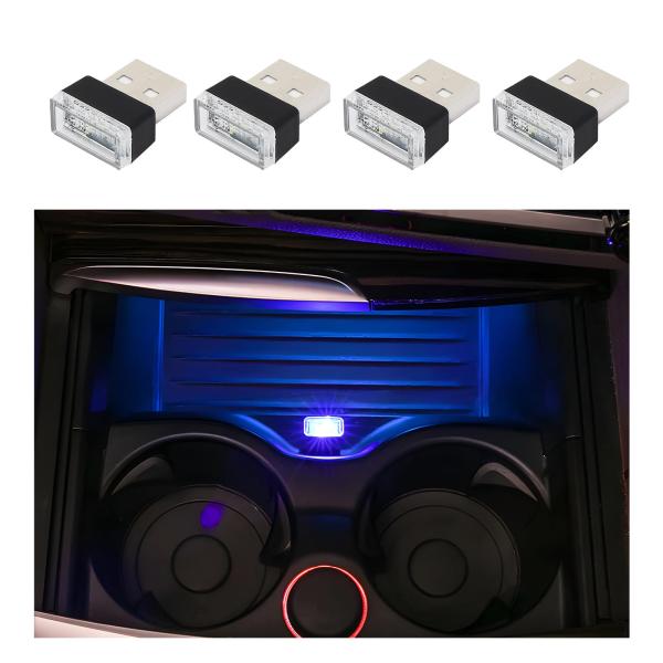 【並行輸入品】Dickno 4個 USB LED 車内雰囲気ランプ、ポータブルミニLEDナイトライト...