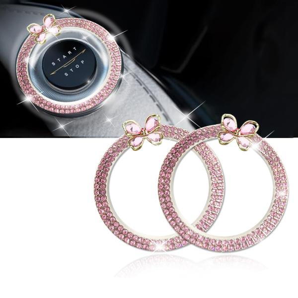 【並行輸入品】ALITTLEBYLIFE ピンク バタフライ 車 キラキラ クリスタル ラインストー...