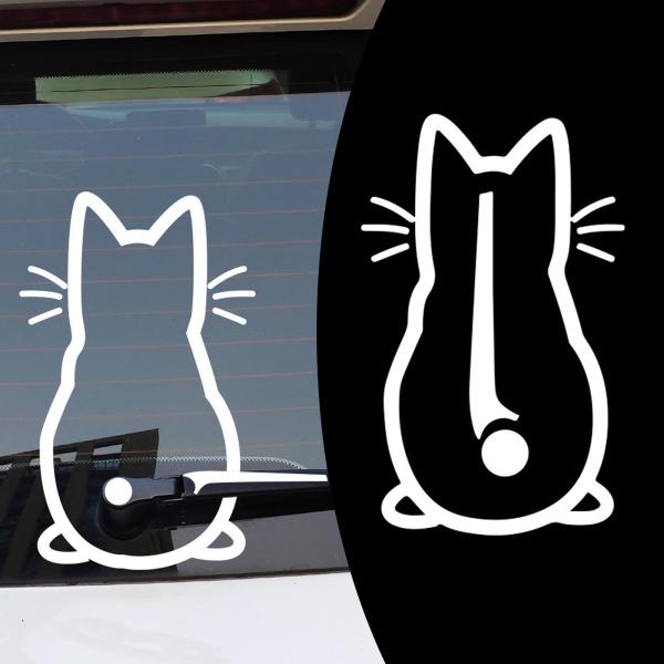 【並行輸入品】 awlbed Cat Wiper Sticker, Cute White PVC C...