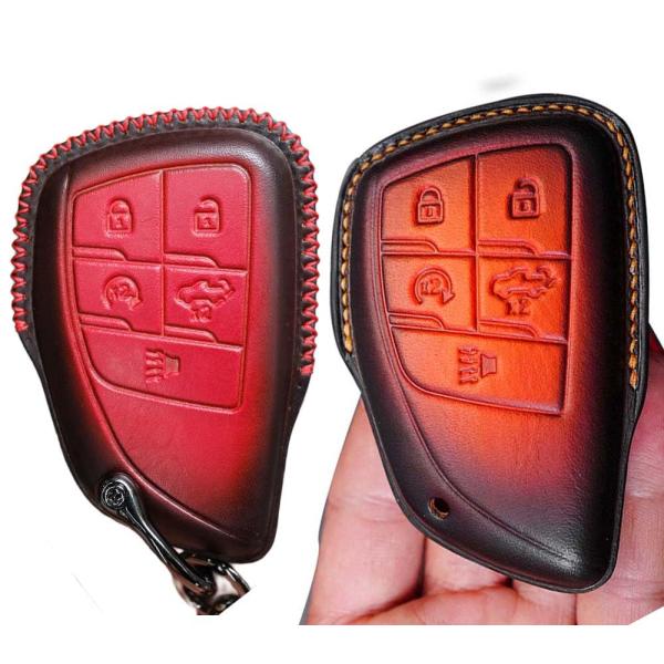 【並行輸入品】 Leather Key Fob Cover Compatible with GMC ...