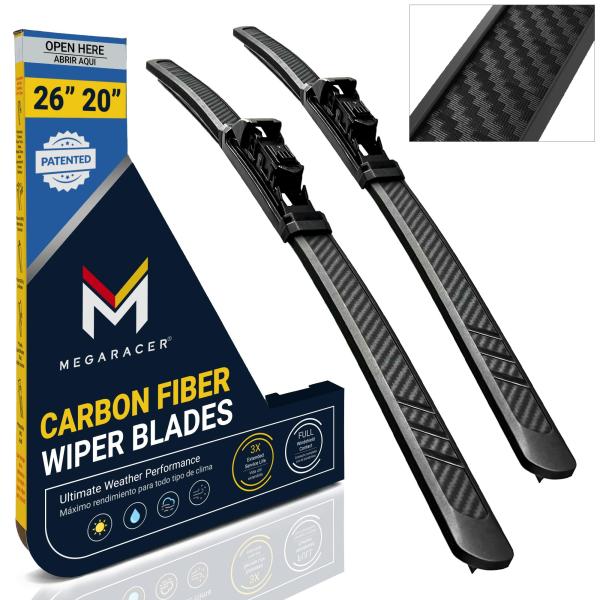 【並行輸入品】特許取得済みのOEMカーボンファイバーフロントガラスワイパー 26インチ+20インチ ...