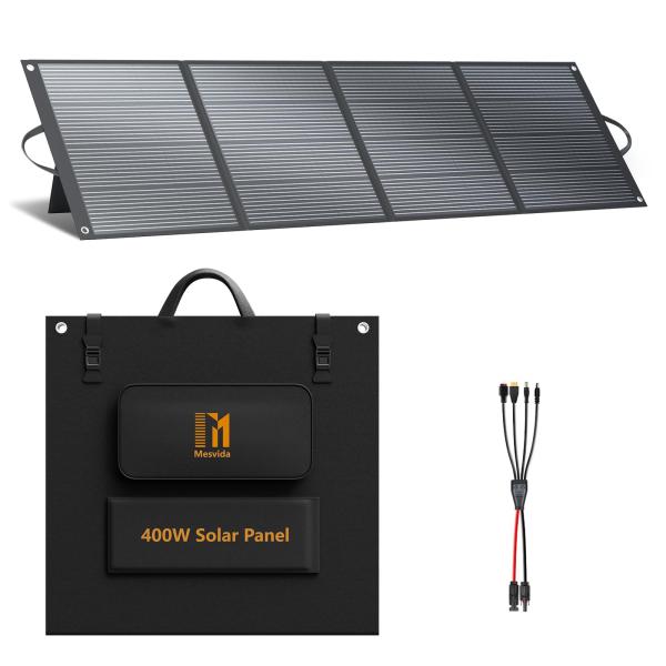 【並行輸入品】MESUVIDA 400ワット ポータブル 折りたたみ式 ソーラーパネル IP68 防...