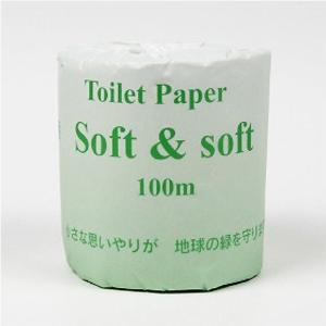 SOFT＆SOFT シングル 100m×33個 芯あり ミシン目なし トイレットペーパー 業務用