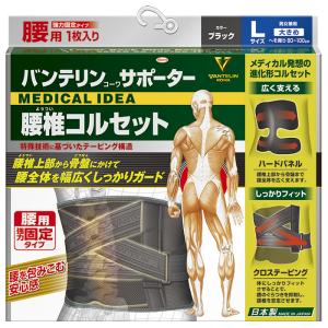 バンテリンサポーター 腰椎コルセット ブラック 大きめL(80〜100cm) 男女兼用1枚入 返品・交換不可 興和