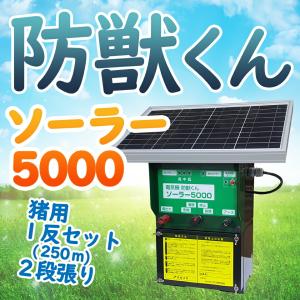 ネクストアグリ 防獣くん 電気柵 ソーラー ソーラー5000 ソーラー電池 動物よけ 猪用 イノシシ用 5000m 1反セット 250mセット 2段張り 防雨設計 送料無料｜nichiriki