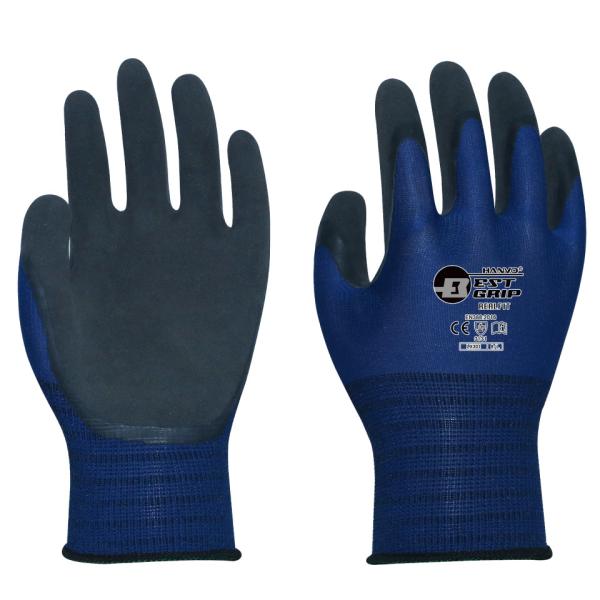 【10双組】 HANVO ハンボ 手袋 LX301 天然ゴム 背抜き リアルフィット ネイビー 農作...