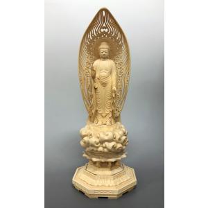 特別仕立 阿弥陀如来 3.5寸 来迎雲 舟型水煙光背 G-11 : 十八羅かん