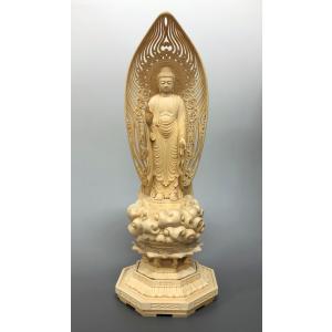 特別仕立 阿弥陀如来 4寸 来迎雲 舟型水煙光背 G-1