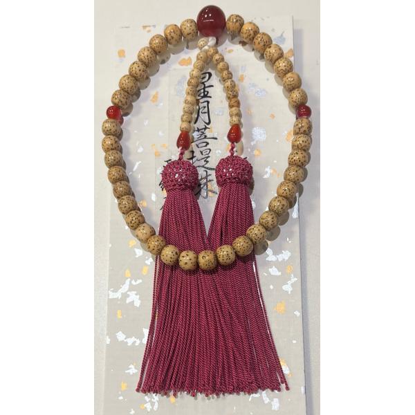 宗派式 片手念珠 星月菩提珠 尺二玉 瑪瑙仕立 正絹房