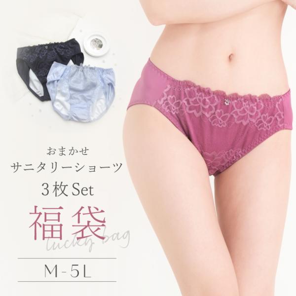 SALE価格!! 福袋 レディース サニタリー ショーツ 3枚組 M - 5L 下着 福袋セット 送...