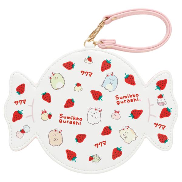 すみっコぐらし すみっコぐらし×サクマいちごみるくキャンディテーマ ダイカットパスケース　PB714...