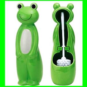 A238（カエルトイレブラシ立てブラシポット）カエルグッズおもしろ雑貨かえるトイレブラシお洒落でかわいい陶器のかえるトイレブラシ蛙の置物かわいいカエル