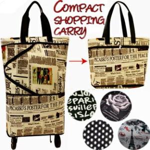 A938 送料無料 トートバッグからショッピングキャリーバッグ, COMPACT　SHOPPING　CARRY-コンパクトショッピングキャリー出張ビジネス海外旅行トラベルバック