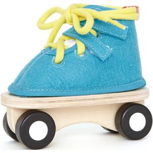 知育玩具 3歳 4歳 5歳 子供 誕生日プレゼント ひも通し 木のおもちゃ レーシングスケート ブルー｜nicoly