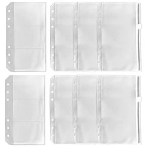 システム手帳ポケット A6 8枚 バインダーポケット DY.2ten ファスナーポケット 6穴 PVC 透明バインダー 名刺ポケット 小物収納 整理
