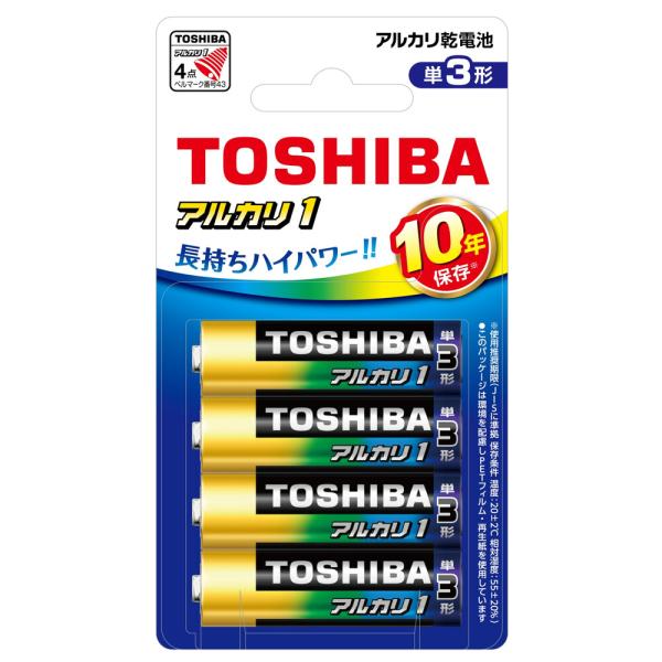 東芝 新 アルカリ乾電池 単3形 4本パック ブリスター 防災グッズ JAN/49045300273...