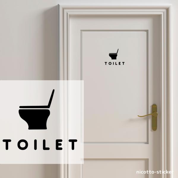 ステッカー トイレ TOILET ドア用 シンプル カッティングシート ウォールステッカー 転写ステ...