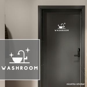 ステッカー 洗面室 WASHROOM ドア用 ...の詳細画像1