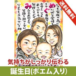 似顔絵 ポエム入り 誕生日 バースデーケーキ作画無料 YURI作｜nigaoe-aozora