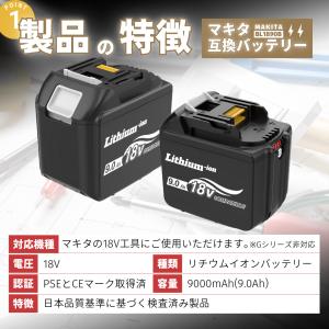 マキタ 互換品 バッテリー BL1890B 1...の詳細画像3