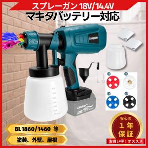 スプレーガン 電動充電式 マキタ 互換　コードレス 18v 塗装ガン スプレー DIY 工具 ペイントスプレー カップ付き (SPR04-BL)