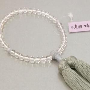 数珠 「水晶 黒オニキス入り」正絹古都房付き 女性用 : お仏壇の日本堂