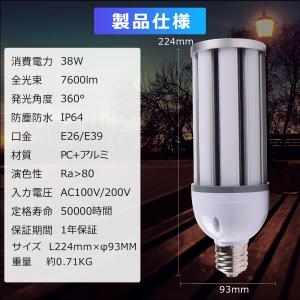 LED水銀灯 消費電力38W 超高輝度7600...の詳細画像1