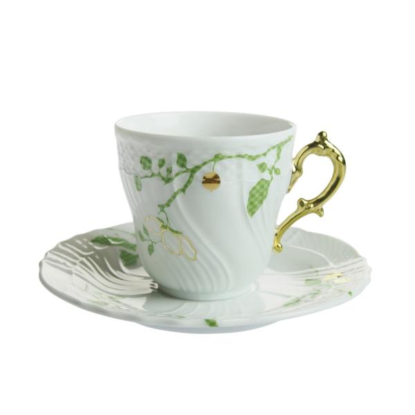 並行輸入品 ジノリ1735  フィオーリヴェルディ コーヒーカップ&amp;ソーサー (L)