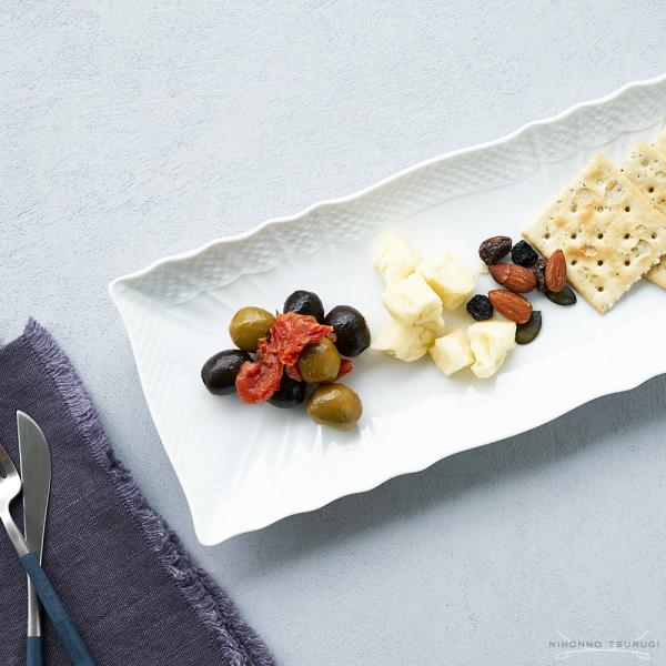 並行輸入品 ジノリ1735 ベッキオジノリホワイト 長方形皿 28cmx12cm